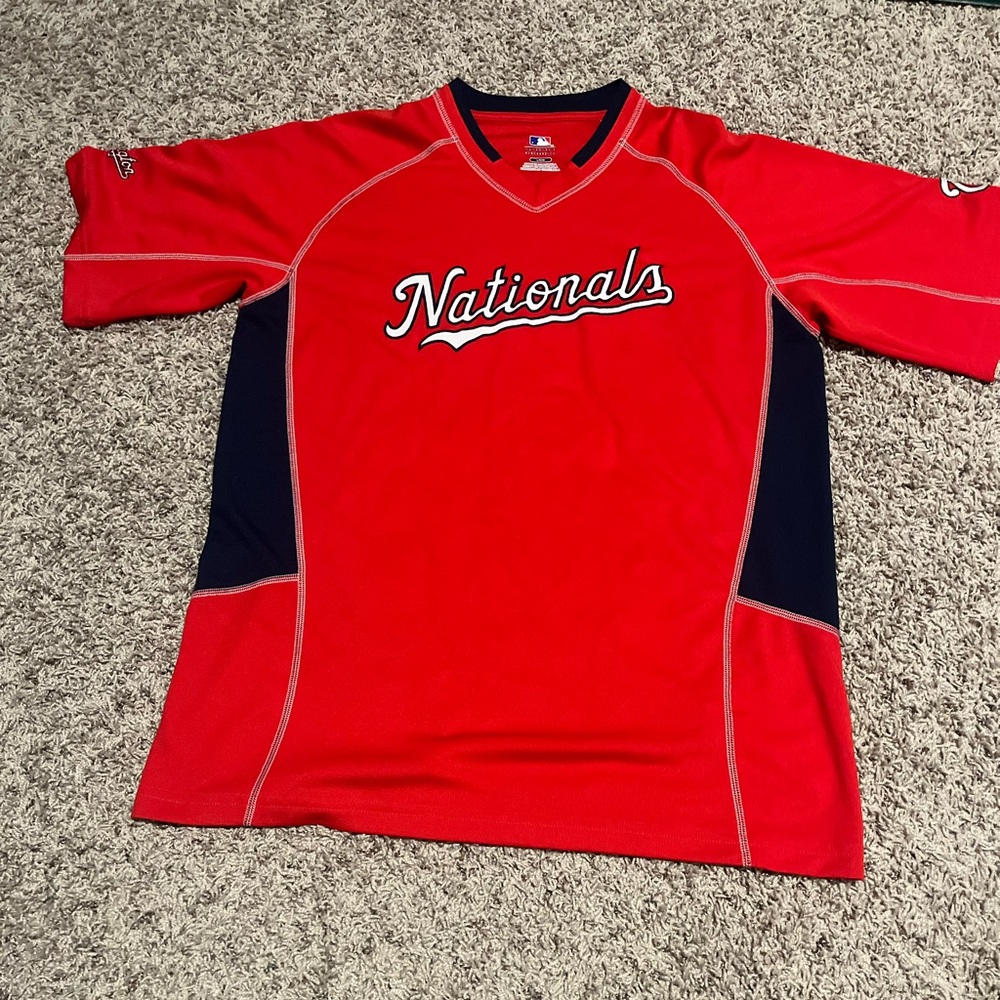 Washington Nationals Majestic Athletic MLB red tshirt/jersey Men's Sz L used